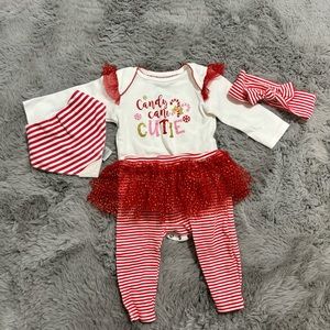 Monkey bars candy cane cutie matching set 6-9 months